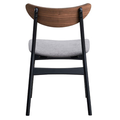 Rebi Gray Linen & Walnut & Black Side Chair (Set of 2) - Ornate Home