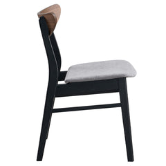 Rebi Gray Linen & Walnut & Black Side Chair (Set of 2) - Ornate Home