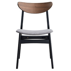 Rebi Gray Linen & Walnut & Black Side Chair (Set of 2) - Ornate Home