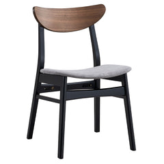 Rebi Gray Linen & Walnut & Black Side Chair (Set of 2) - Ornate Home