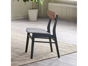 Rebi Gray Linen & Walnut & Black Side Chair (Set of 2) - Ornate Home