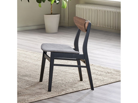 Rebi Gray Linen & Walnut & Black Side Chair (Set of 2) - Ornate Home