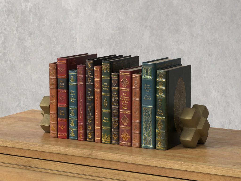 Rebound Brown Leather Books Assorted (Set of 12) - Ornate Home
