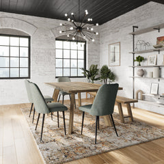 Reclamation Brown/Blue Dining Table w/ 4 Macey Chairs - Ornate Home
