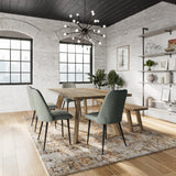 Reclamation Brown/Blue Dining Table w/ 4 Macey Chairs, Bench - Ornate Home