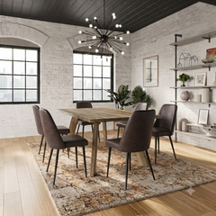 Reclamation Dark Brown/Brown Dining Table w/ 6 Maddox Chairs - Ornate Home