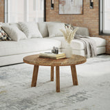 Reclamation Rustic Brown Large Round Cocktail Table - Ornate Home
