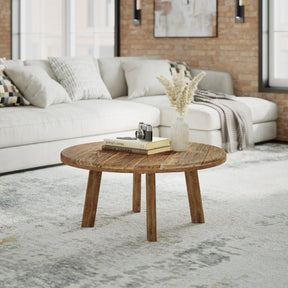 Reclamation Rustic Brown Large Round Cocktail Table - Ornate Home