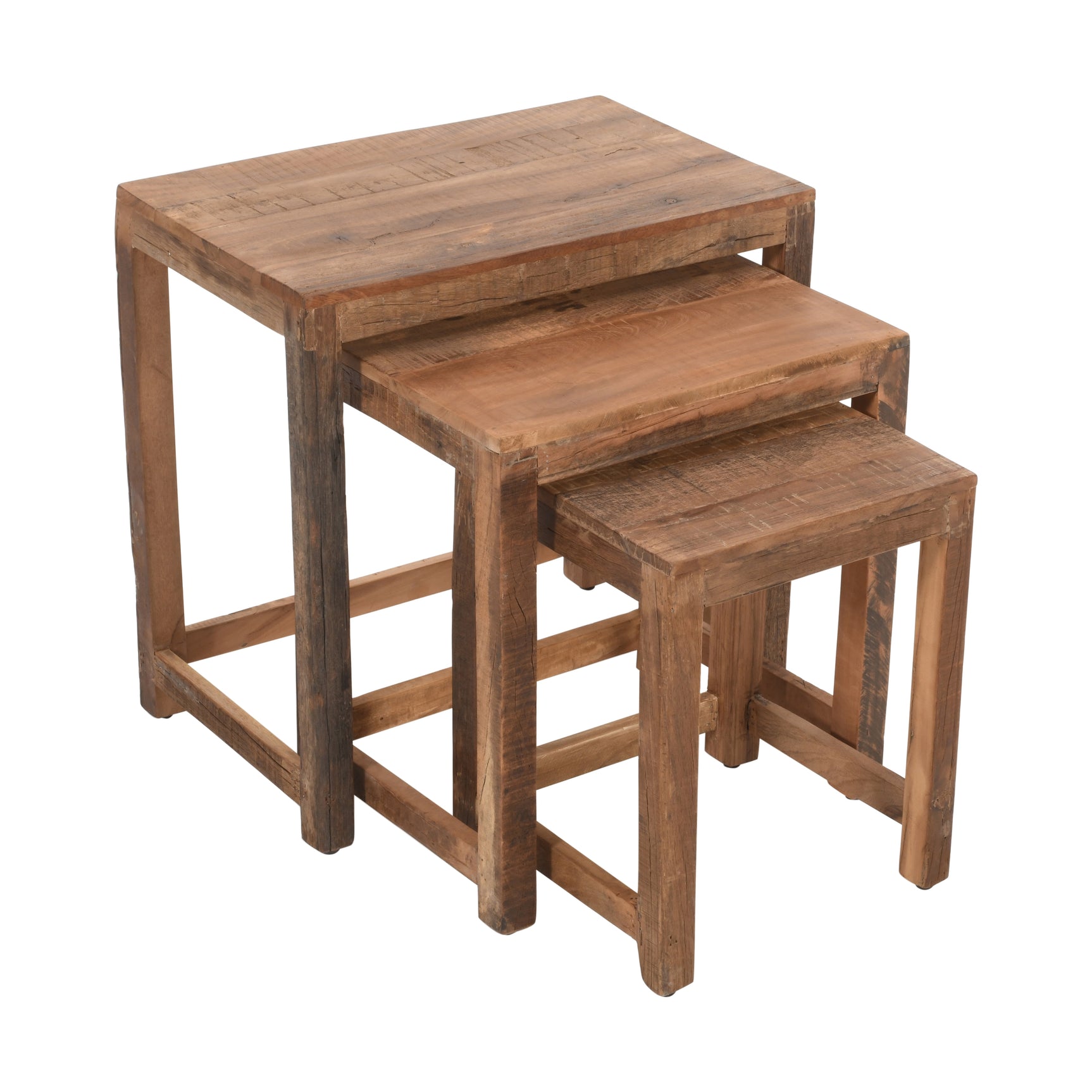 Reclamation Rustic Brown Nesting Tables (Set of 3) - Ornate Home