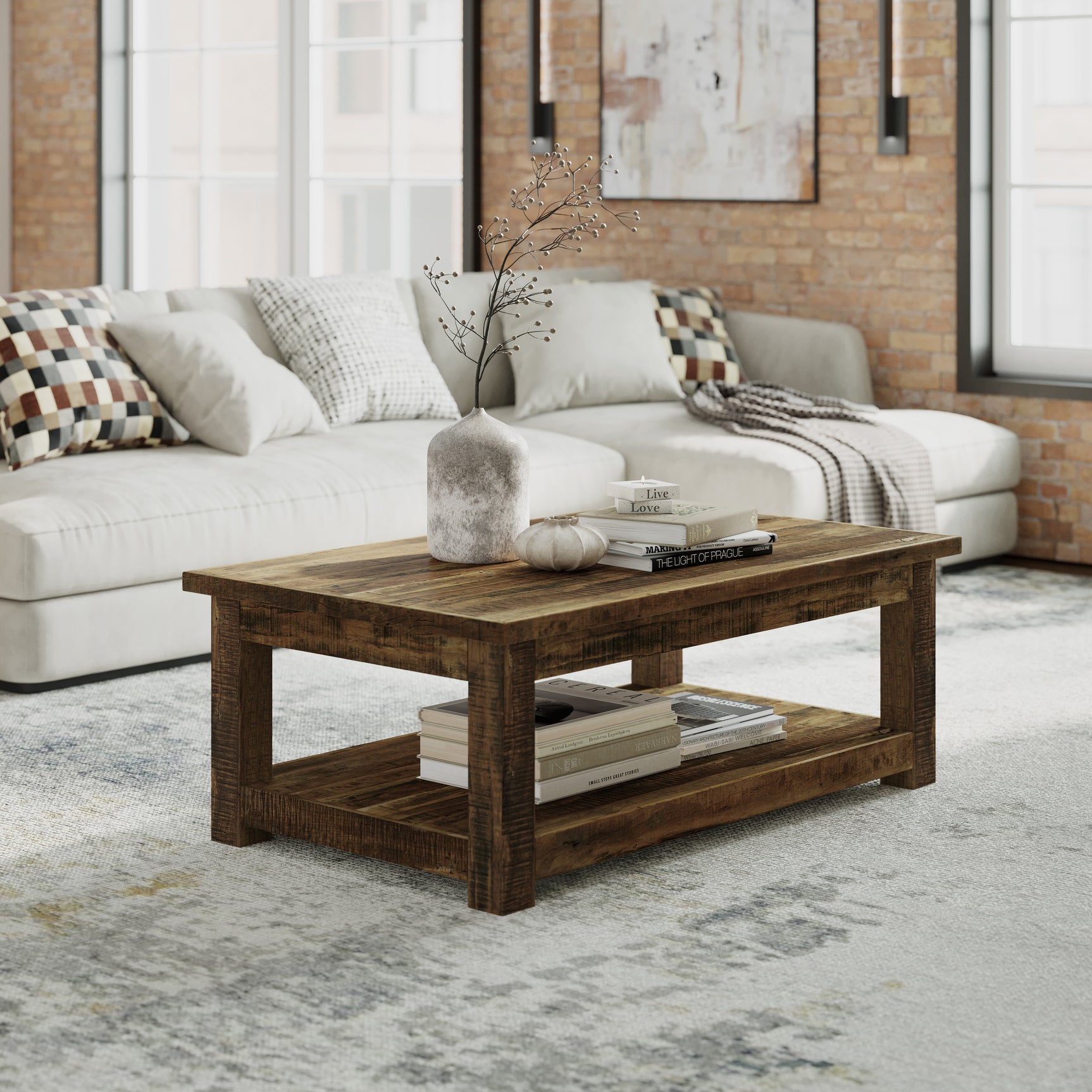 Reclamation Rustic Brown Rectangle Cocktail Table - Ornate Home