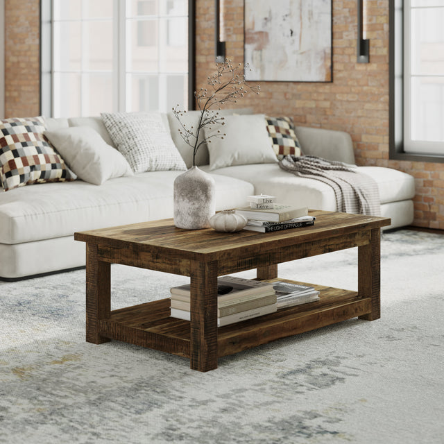 Reclamation Rustic Brown Rectangle Cocktail Table - Ornate Home