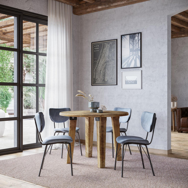 Reclamation Slate/Brown Round Dining Table w/ 4 Owen Chairs - Ornate Home