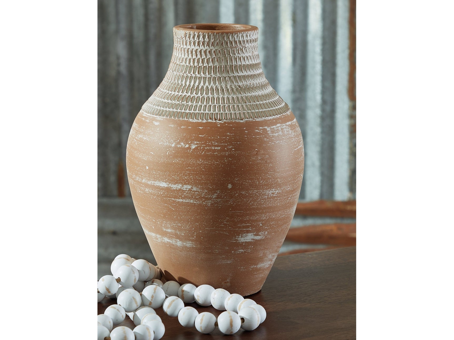 Reclove Distressed White Vase (13.13"H) - Ornate Home
