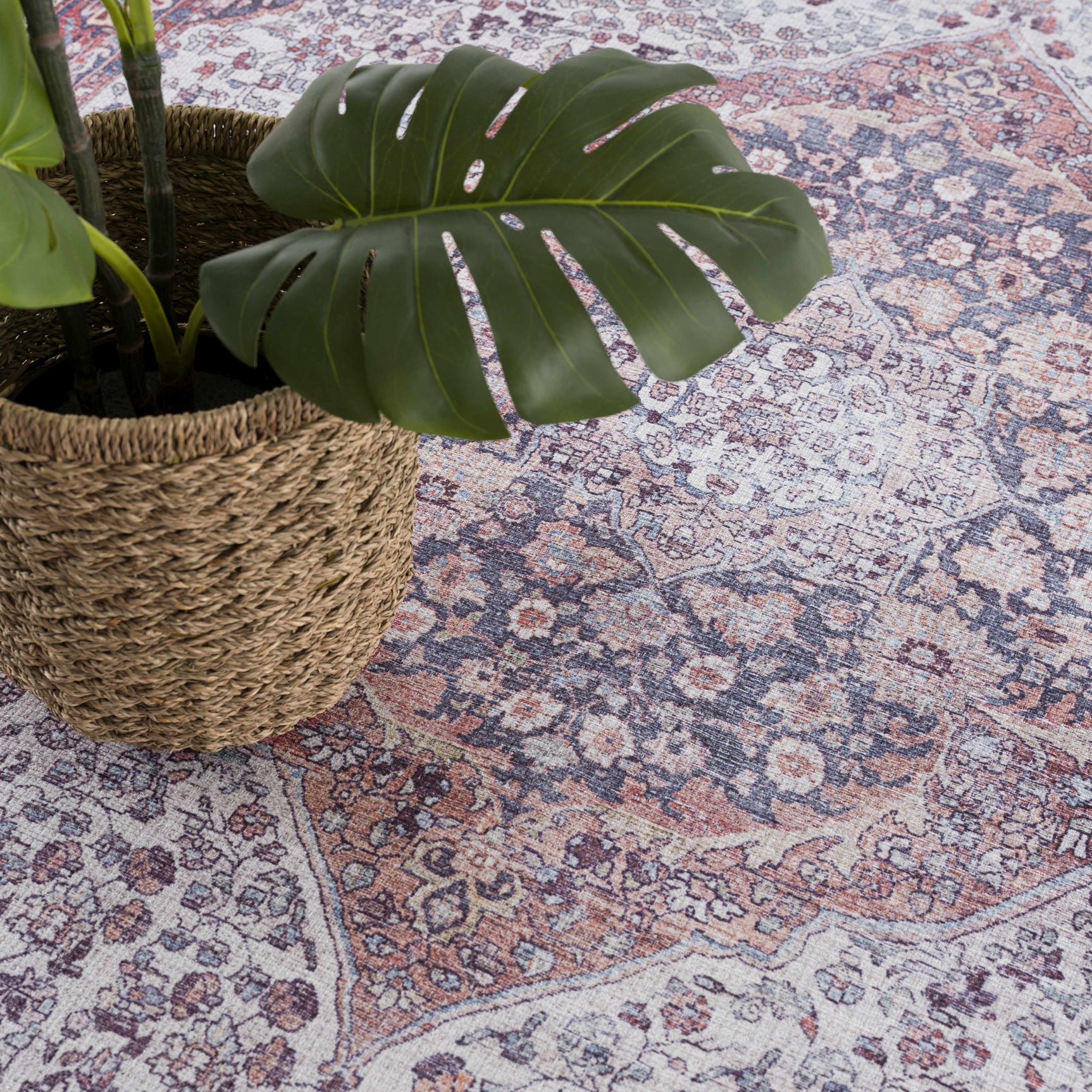 Red Cael Tumble Dry Washable Rug - Clearance - Ornate Home