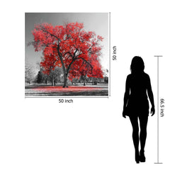 Red Tree Tempered Glass w / Foil Wall Art - Ornate Home