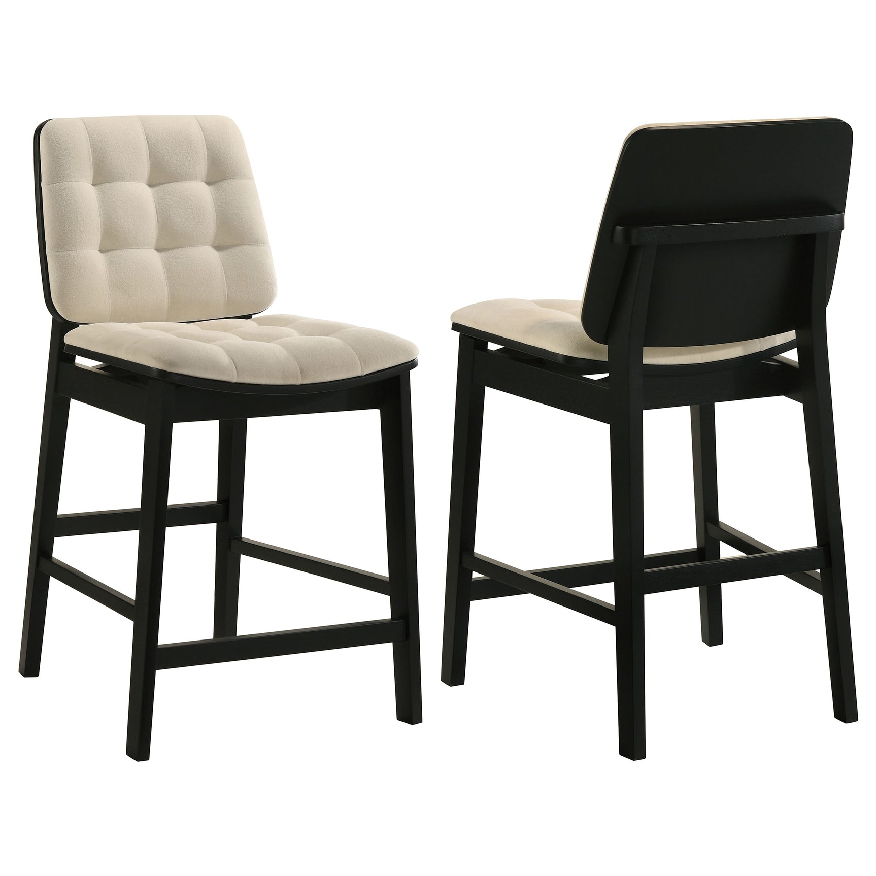 Redbridge Cream/Black Velvet Upholstered Counter Chair (Set of 2) - Ornate Home