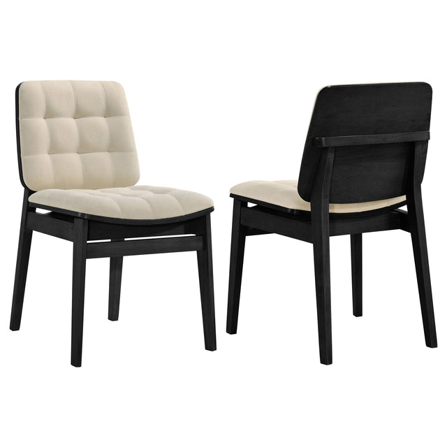 Redbridge Cream/Black Velvet Upholstered Side Chair (Set of 2) - Ornate Home