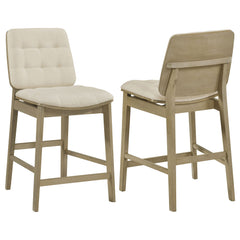 Redbridge Cream/Natural Oak Velvet Upholstered Counter Chair (Set of 2) - Ornate Home