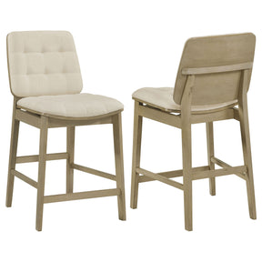 Redbridge Cream/Natural Oak Velvet Upholstered Counter Chair (Set of 2) - Ornate Home