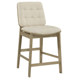 Redbridge Cream/Natural Oak Velvet Upholstered Counter Chair (Set of 2) - Ornate Home