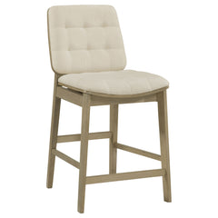 Redbridge Cream/Natural Oak Velvet Upholstered Counter Chair (Set of 2) - Ornate Home