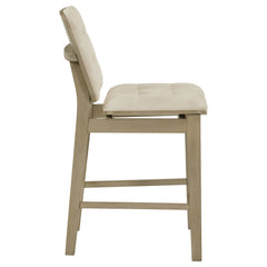 Redbridge Cream/Natural Oak Velvet Upholstered Counter Chair (Set of 2) - Ornate Home