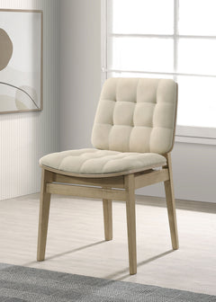 Redbridge Cream/Natural Oak Velvet Upholstered Side Chair (Set of 2) - Ornate Home