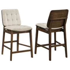 Redbridge Cream/Walnut Velvet Upholstered Counter Chair (Set of 2) - Ornate Home