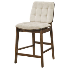 Redbridge Cream/Walnut Velvet Upholstered Counter Chair (Set of 2) - Ornate Home