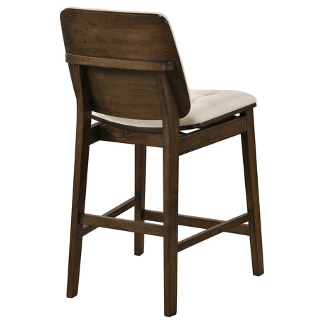 Redbridge Cream/Walnut Velvet Upholstered Counter Chair (Set of 2) - Ornate Home