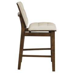 Redbridge Cream/Walnut Velvet Upholstered Counter Chair (Set of 2) - Ornate Home