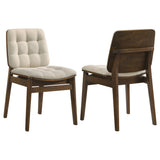 Redbridge Cream/Walnut Velvet Upholstered Side Chair (Set of 2) - Ornate Home
