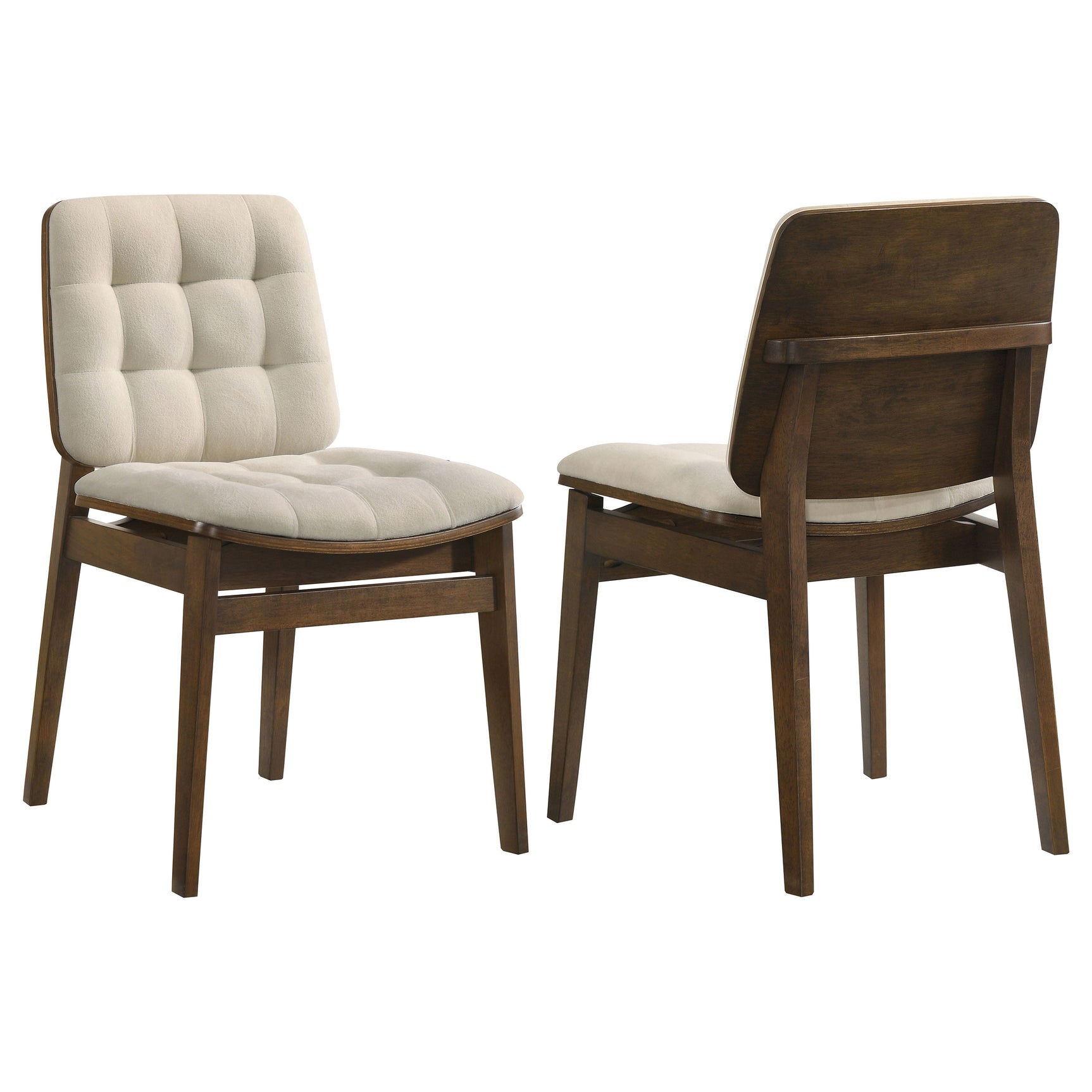 Redbridge Cream/Walnut Velvet Upholstered Side Chair (Set of 2) - Ornate Home