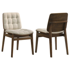 Redbridge Cream/Walnut Velvet Upholstered Side Chair (Set of 2) - Ornate Home