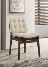 Redbridge Cream/Walnut Velvet Upholstered Side Chair (Set of 2) - Ornate Home