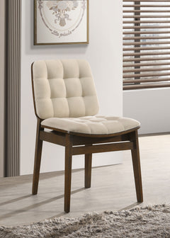 Redbridge Cream/Walnut Velvet Upholstered Side Chair (Set of 2) - Ornate Home