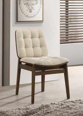 Redbridge Cream/Walnut Velvet Upholstered Side Chair (Set of 2) - Ornate Home