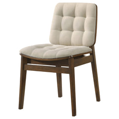 Redbridge Cream/Walnut Velvet Upholstered Side Chair (Set of 2) - Ornate Home