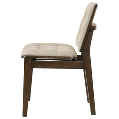 Redbridge Cream/Walnut Velvet Upholstered Side Chair (Set of 2) - Ornate Home