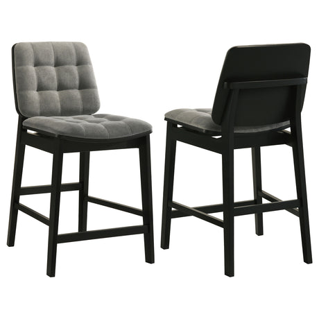Redbridge Grey/Black Velvet Upholstered Counter Chair (Set of 2) - Ornate Home