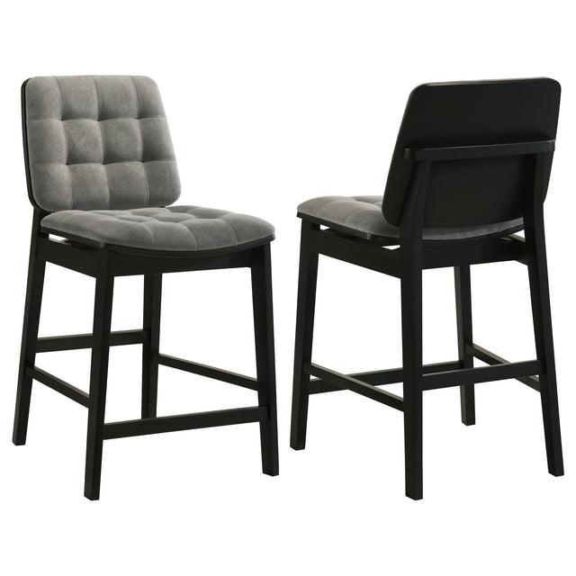 Redbridge Grey/Black Velvet Upholstered Counter Chair (Set of 2) - Ornate Home