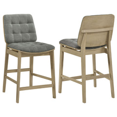 Redbridge Grey/Natural Oak Velvet Upholstered Counter Chair (Set of 2) - Ornate Home