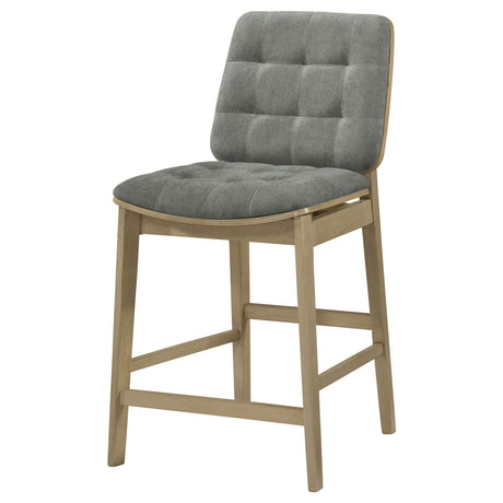 Redbridge Grey/Natural Oak Velvet Upholstered Counter Chair (Set of 2) - Ornate Home