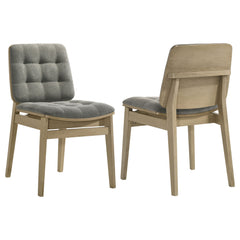 Redbridge Grey/Natural Oak Velvet Upholstered Side Chair (Set of 2) - Ornate Home