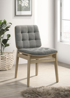 Redbridge Grey/Natural Oak Velvet Upholstered Side Chair (Set of 2) - Ornate Home