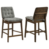 Redbridge Grey/Walnut Velvet Upholstered Counter Chair (Set of 2) - Ornate Home