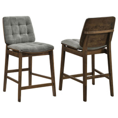 Redbridge Grey/Walnut Velvet Upholstered Counter Chair (Set of 2) - Ornate Home