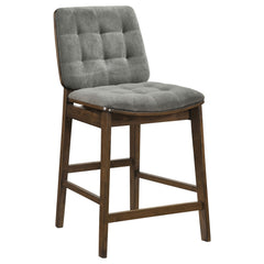 Redbridge Grey/Walnut Velvet Upholstered Counter Chair (Set of 2) - Ornate Home