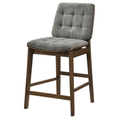 Redbridge Grey/Walnut Velvet Upholstered Counter Chair (Set of 2) - Ornate Home