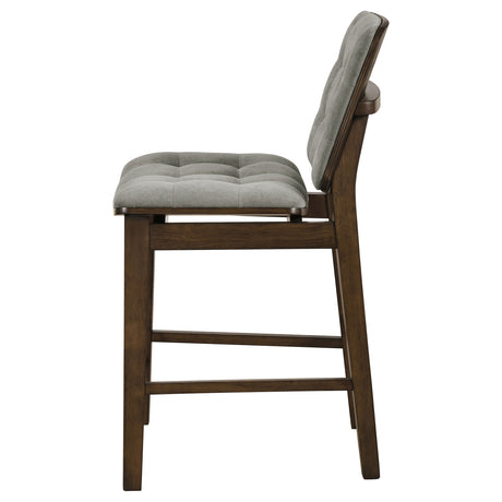 Redbridge Grey/Walnut Velvet Upholstered Counter Chair (Set of 2) - Ornate Home